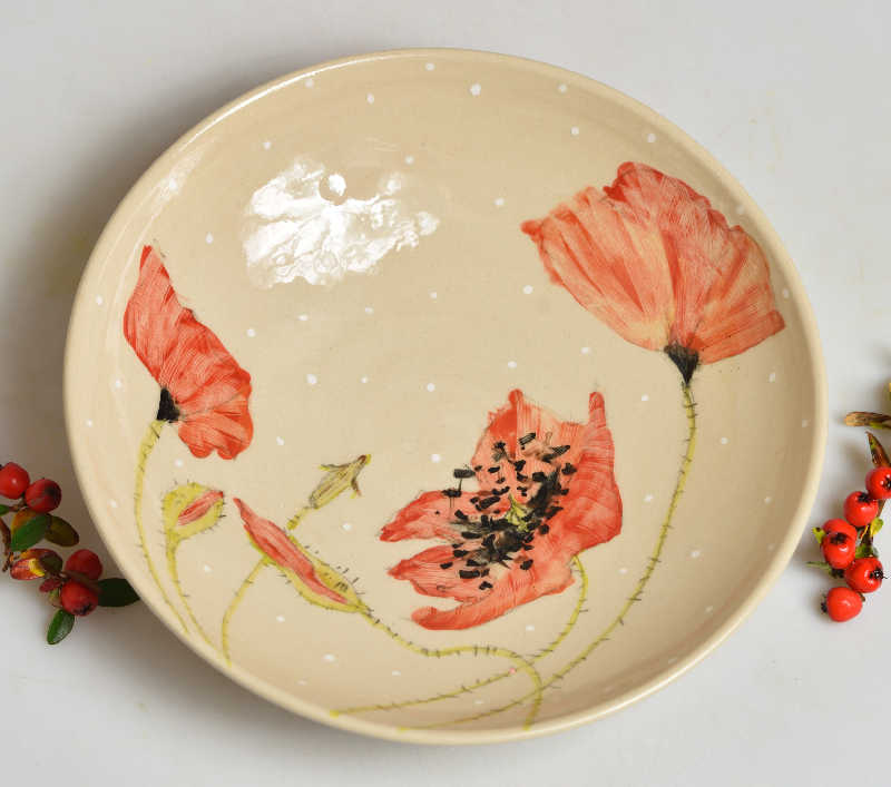 Keramická miska malá vlčí máky - 15cm
