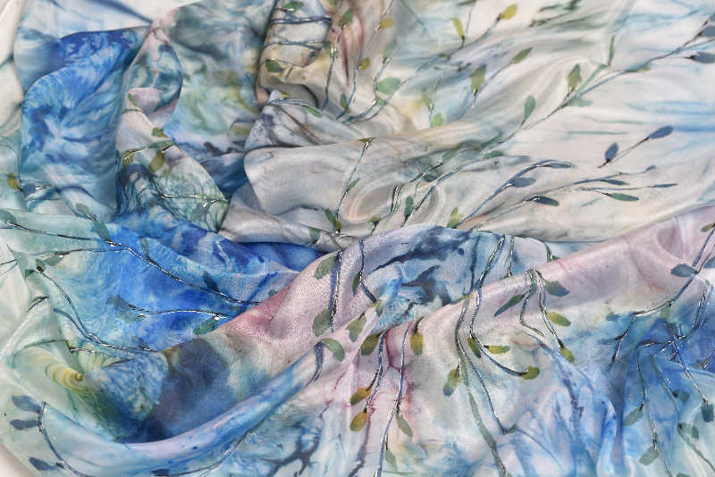 Hedvábná šála 45 x 180 cm - modrá
