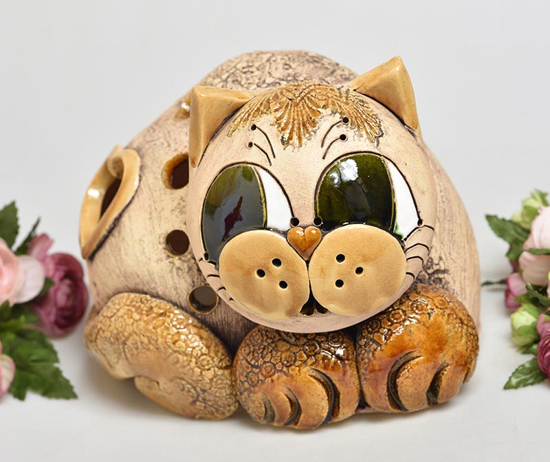 Keramická kočka se srdíčkem 