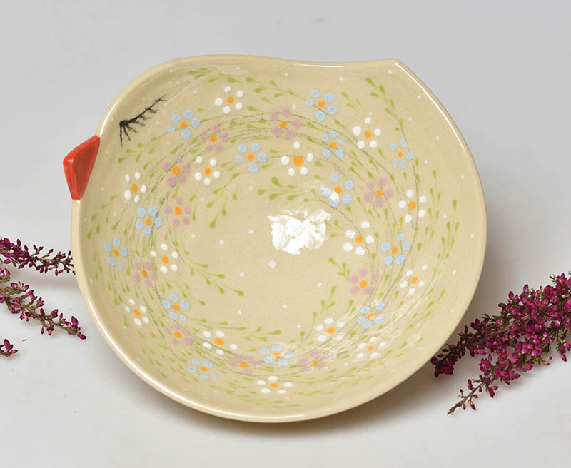 Keramická mistička ptáček kytičky - 2,5dcl