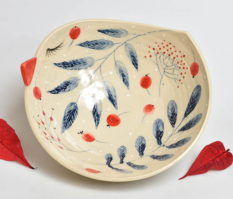 Keramická miska ptáček podzim - 3dcl