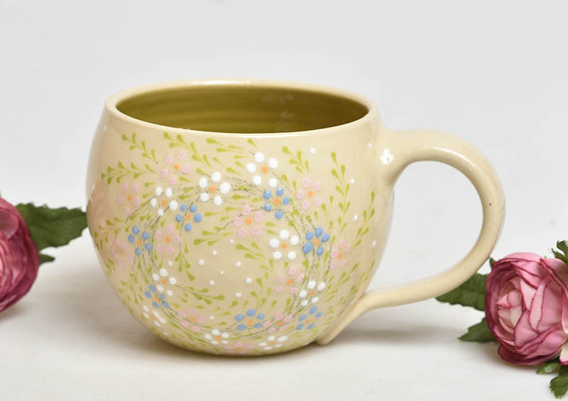 Keramický hrnek květinový věneček - 3dcl