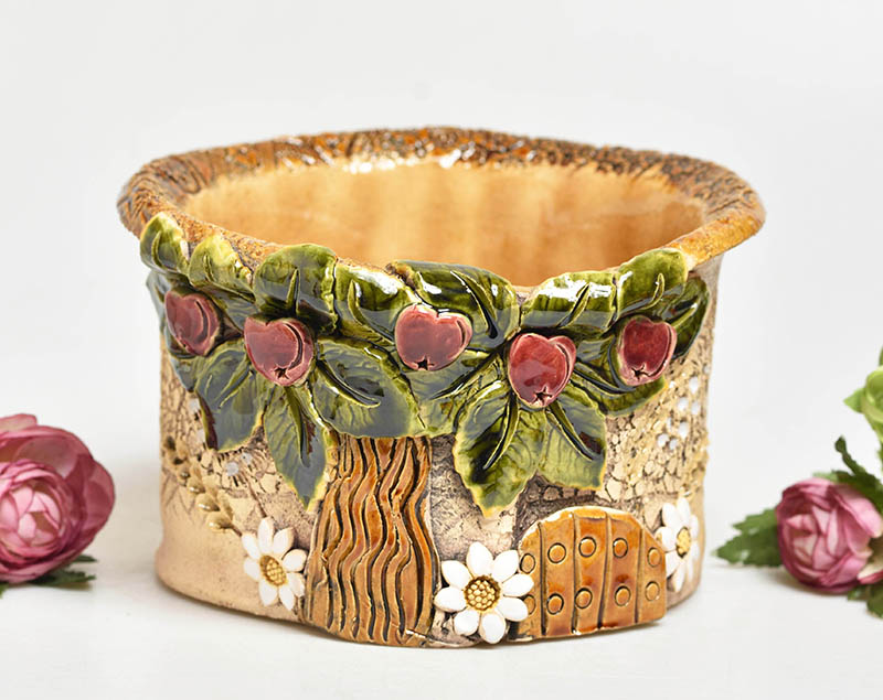 Keramický obal na květináč - strom