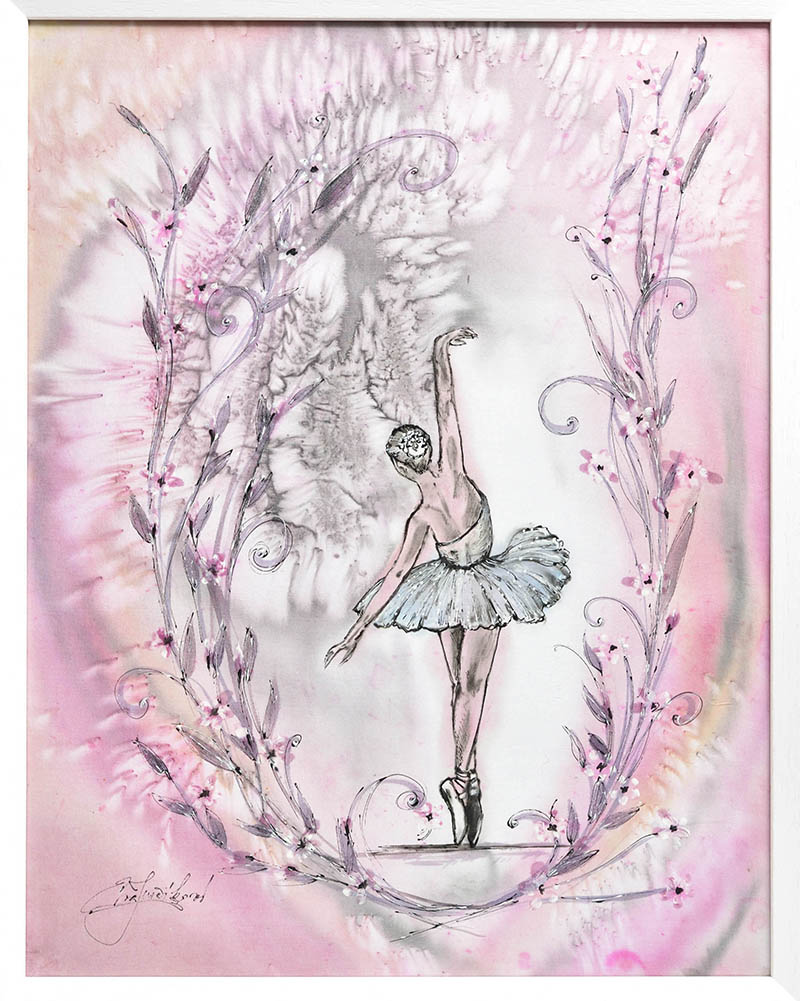 Eva Jurčíková, Baletka Leonore - malba na hedvábí