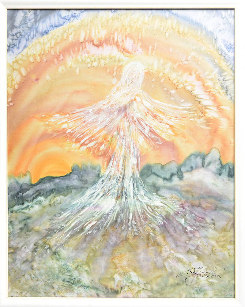 Eva Jurčíková, Anděl - malba na hedvábí