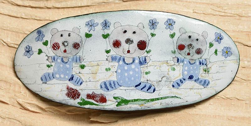 Smaltovaná spona do vlasů - medvídci