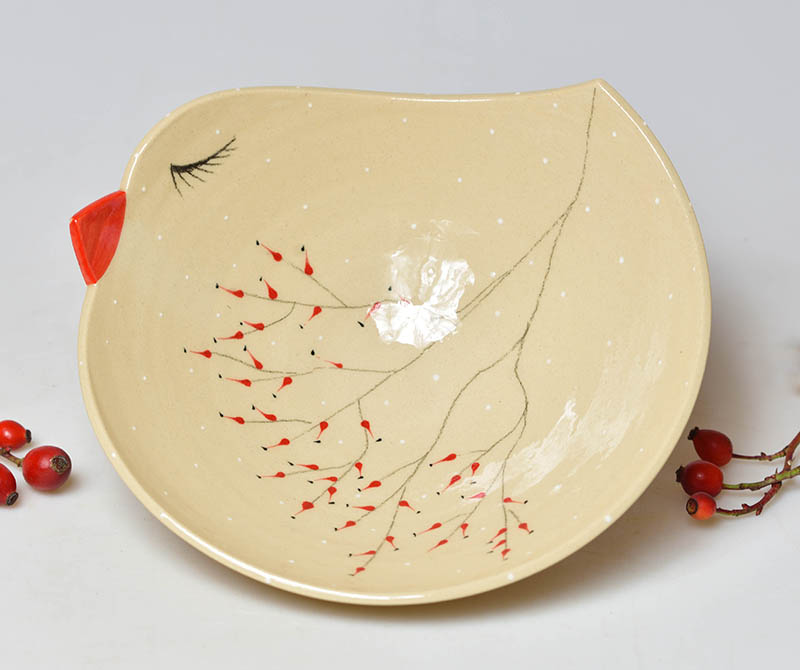 Keramická míska ptáček šípky - 3dcl