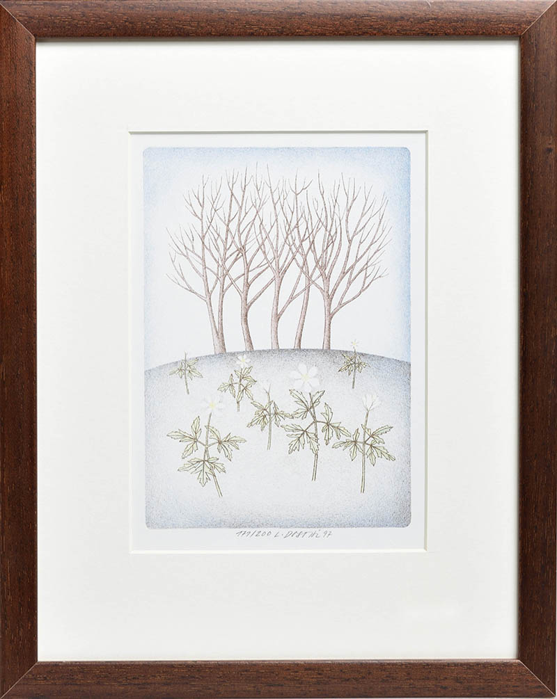 Luděk Dostál, Krajina se sasankami - litografie