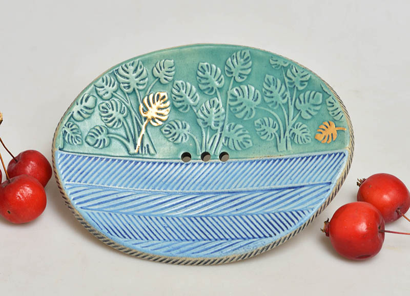 Keramická mýdlenka - tyrkysová