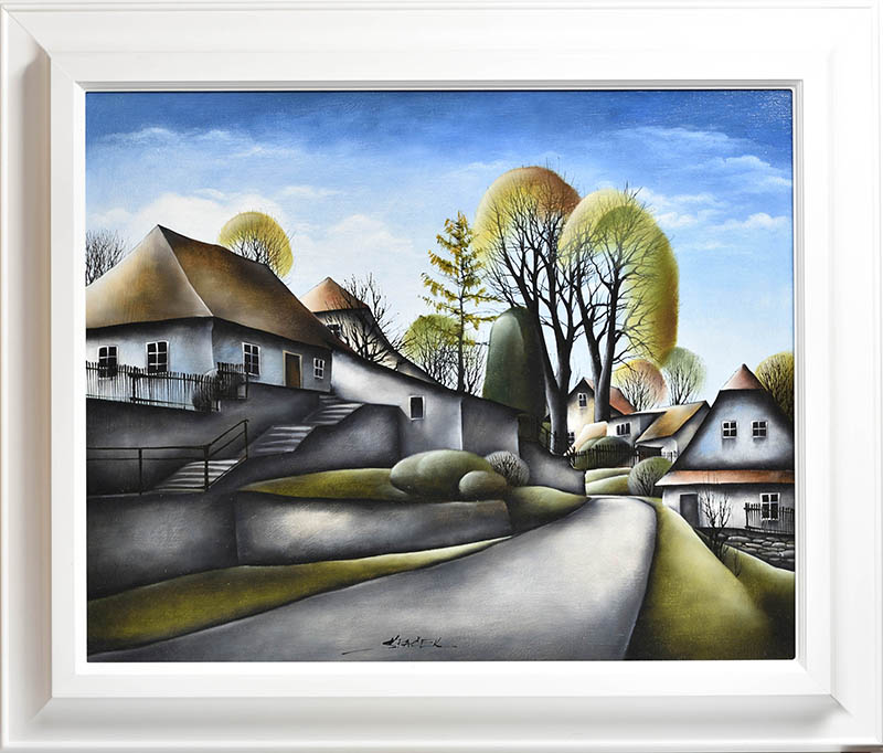 Petr Špaček, V Jimramově - olej na sololitu