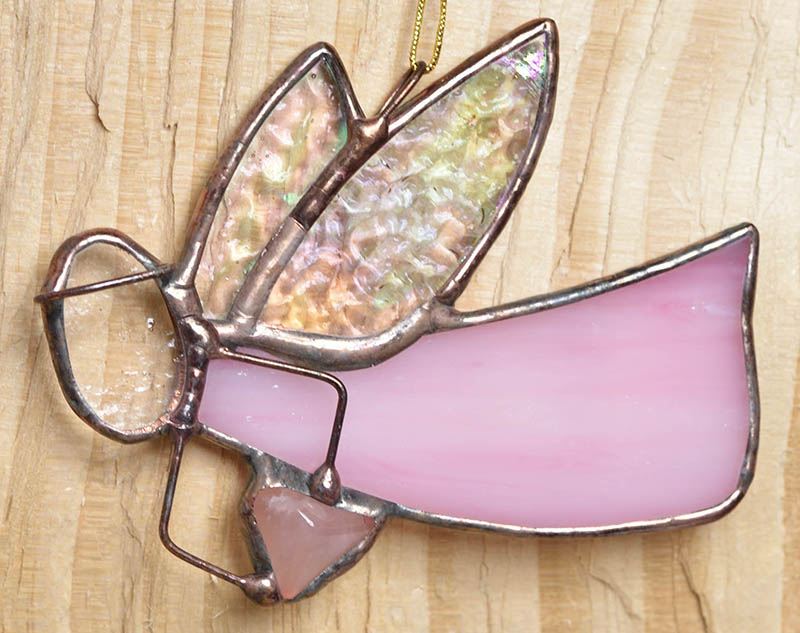 Vitrážový anděl s polodrahokamem