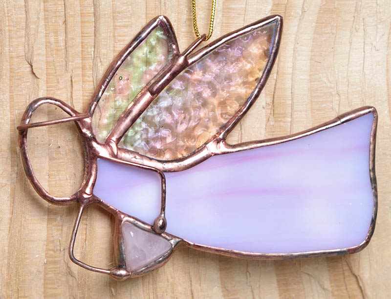 Vitrážový anděl s polodrahokamem