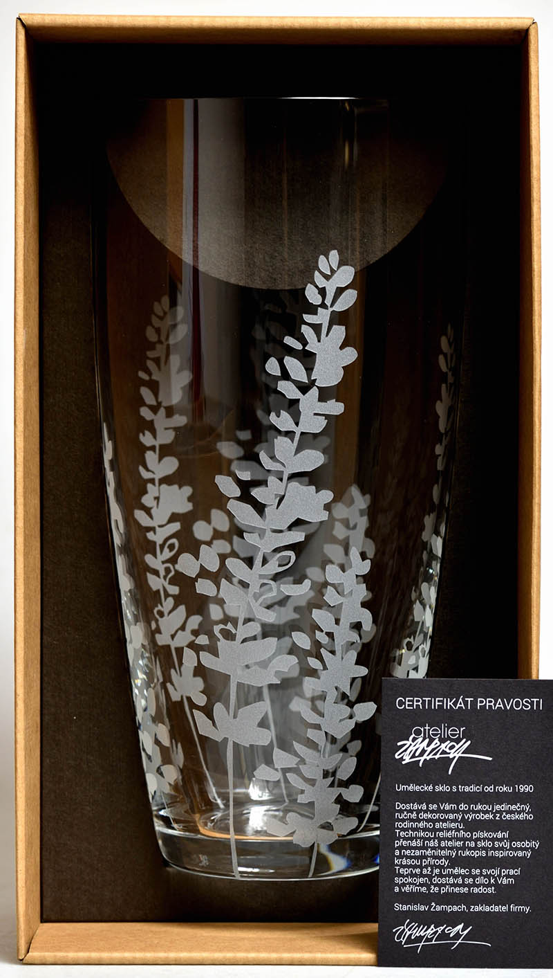 Skleněná váza " Mateřídouška " 250 mm