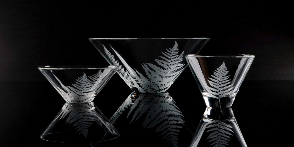 Miska z křišťálového skla " Kapradí " - 155 mm