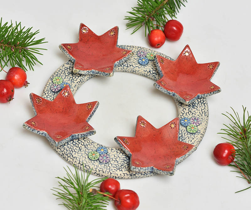 Keramický adventní svícen