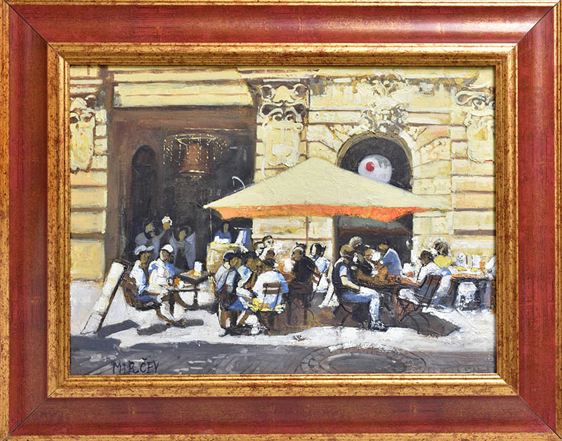 Petr Mirčev, Pražská kavarná - olej na plátně