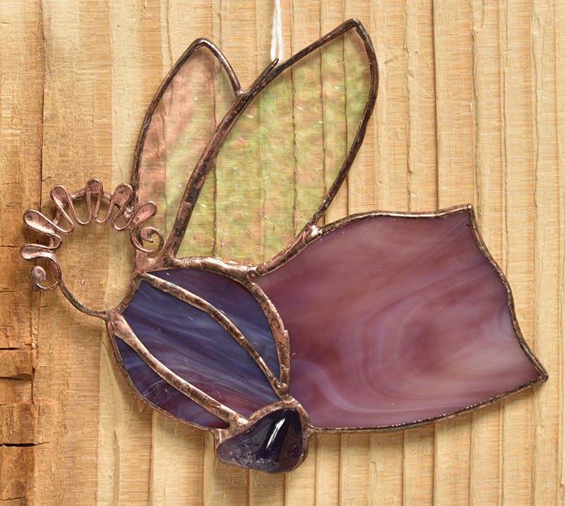 Vitrážový anděl s polodrahokamem velký