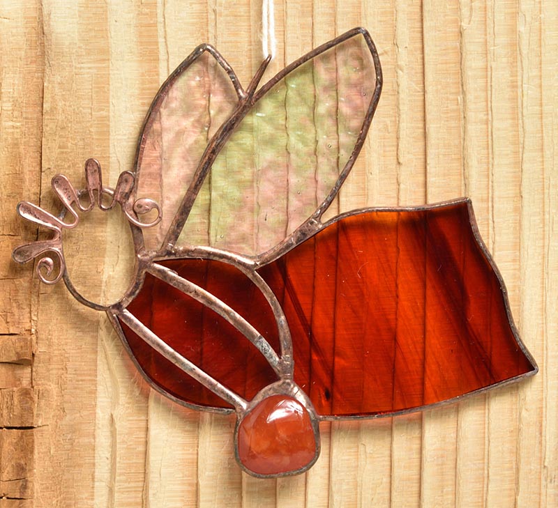 Vitrážový anděl s polodrahokamem velký