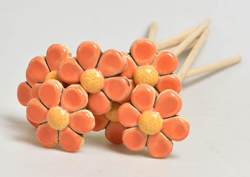 Keramická kytka - oranžová