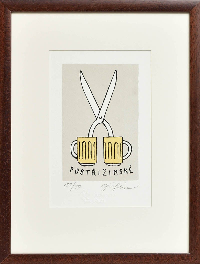 Jiří Slíva, B. Hrabal - Postřižinské - litografie