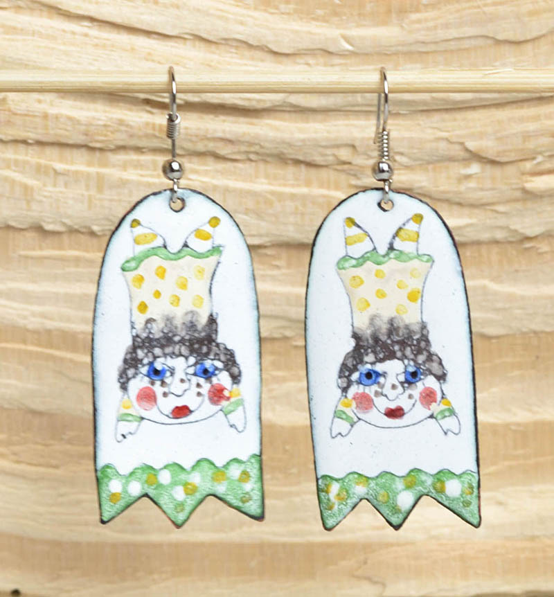 Smaltované naušnice - anděl