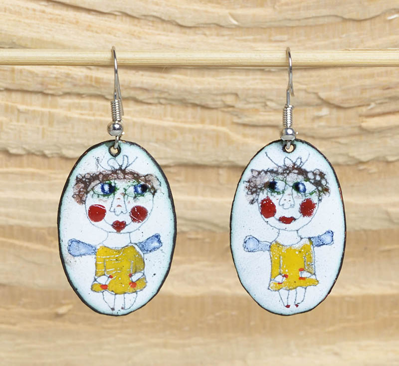 Smaltované naušnice - anděl