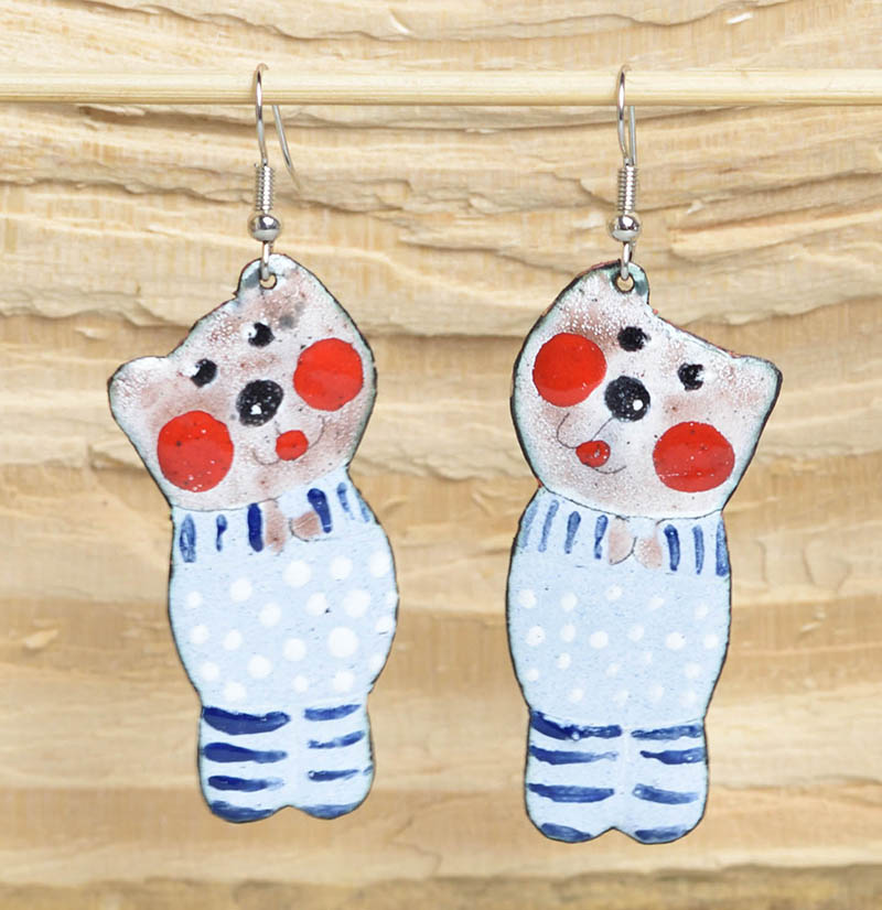 Smaltované naušnice - medvídek