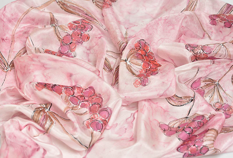 Hedvábná šála 45 x 180 cm - jeřabina