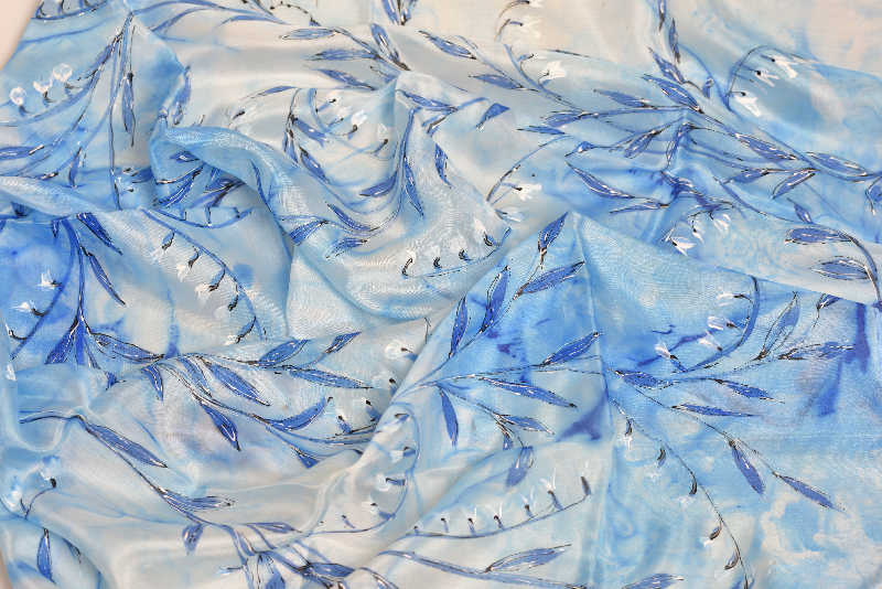 Hedvábná šála 35 x 130 cm - modrá