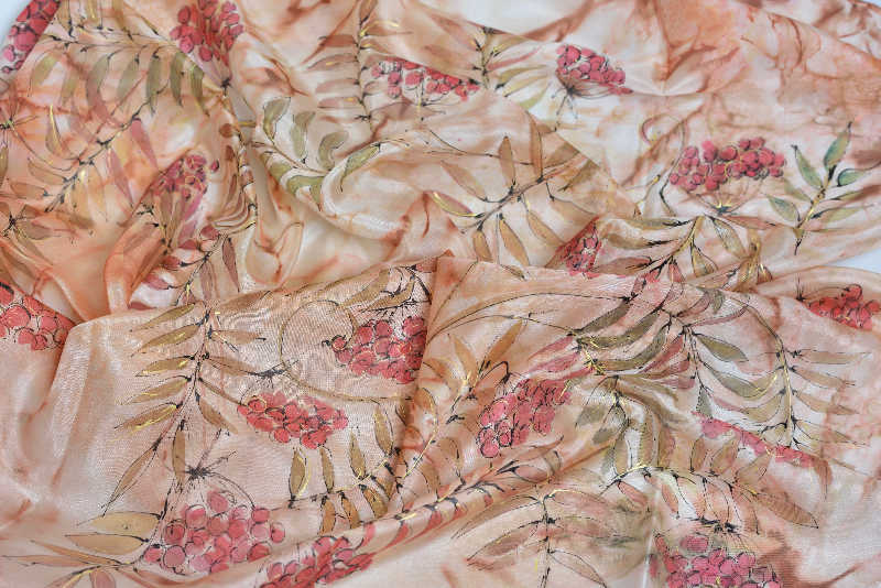 Hedvábná šála 35 x 130 cm - jeřabina