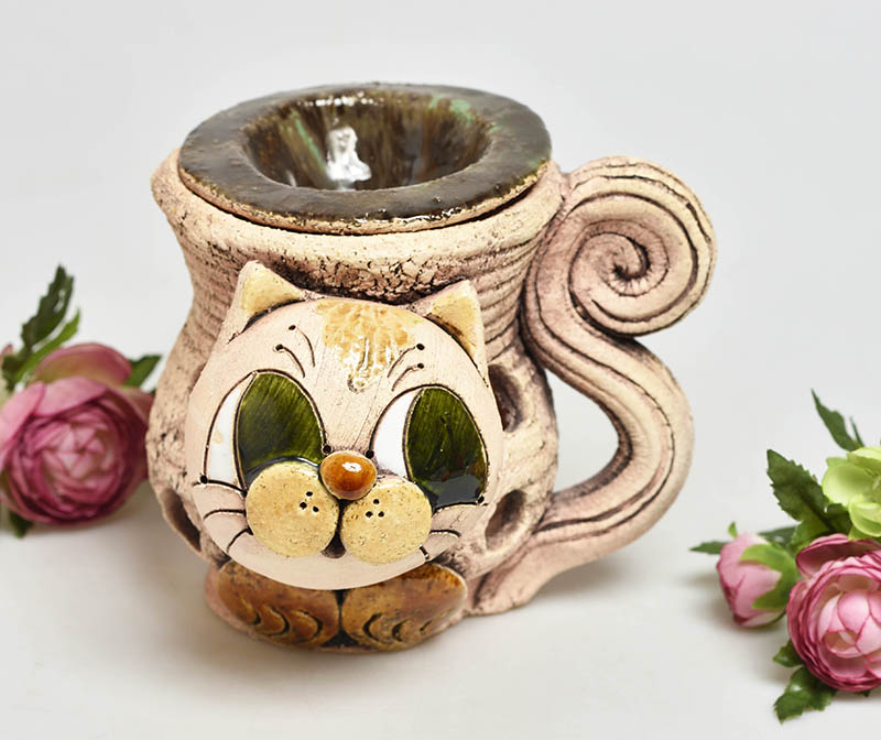 Keramická aroma lampa kočka