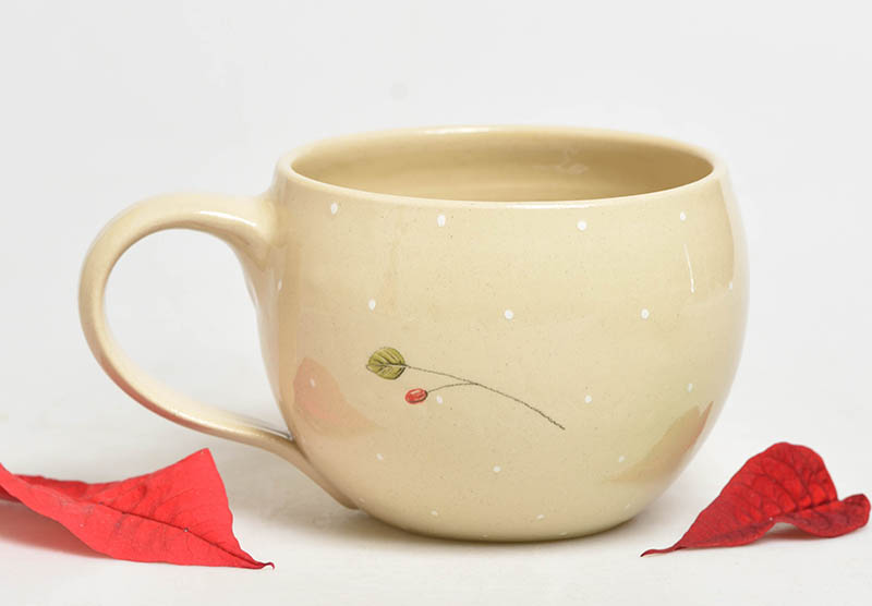 Keramický hrnek s ptáčkem - červenka - 4dcl