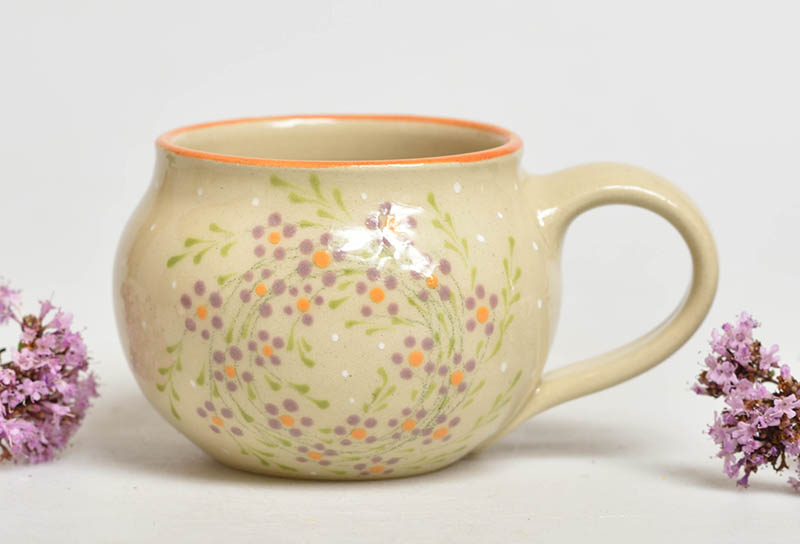 Keramický hrneček květinový věneček - 1,5dcl
