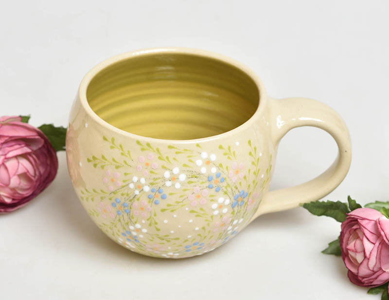 Keramický hrnek květinový věneček - 3dcl