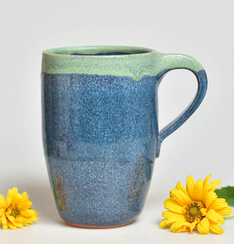 Keramický hrnek vysoký modrozelený - 4dcl