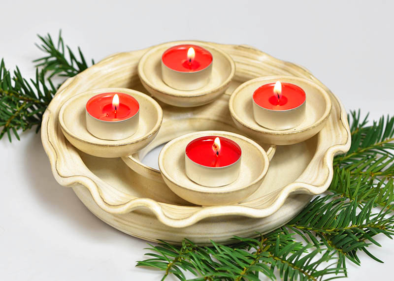 Keramický adventní svícen zvonky