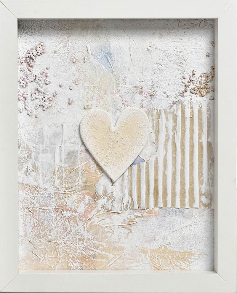 Keramické srdíčko v dřevěném rámečku