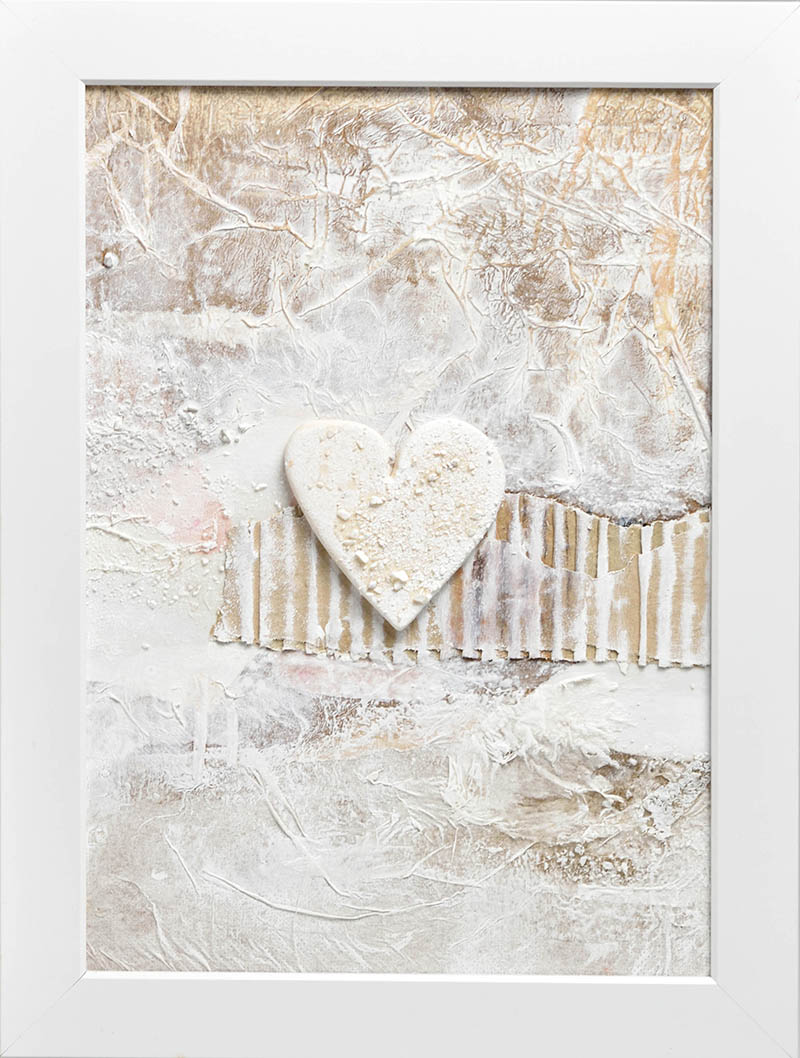 Keramické srdíčko v dřevěném rámečku