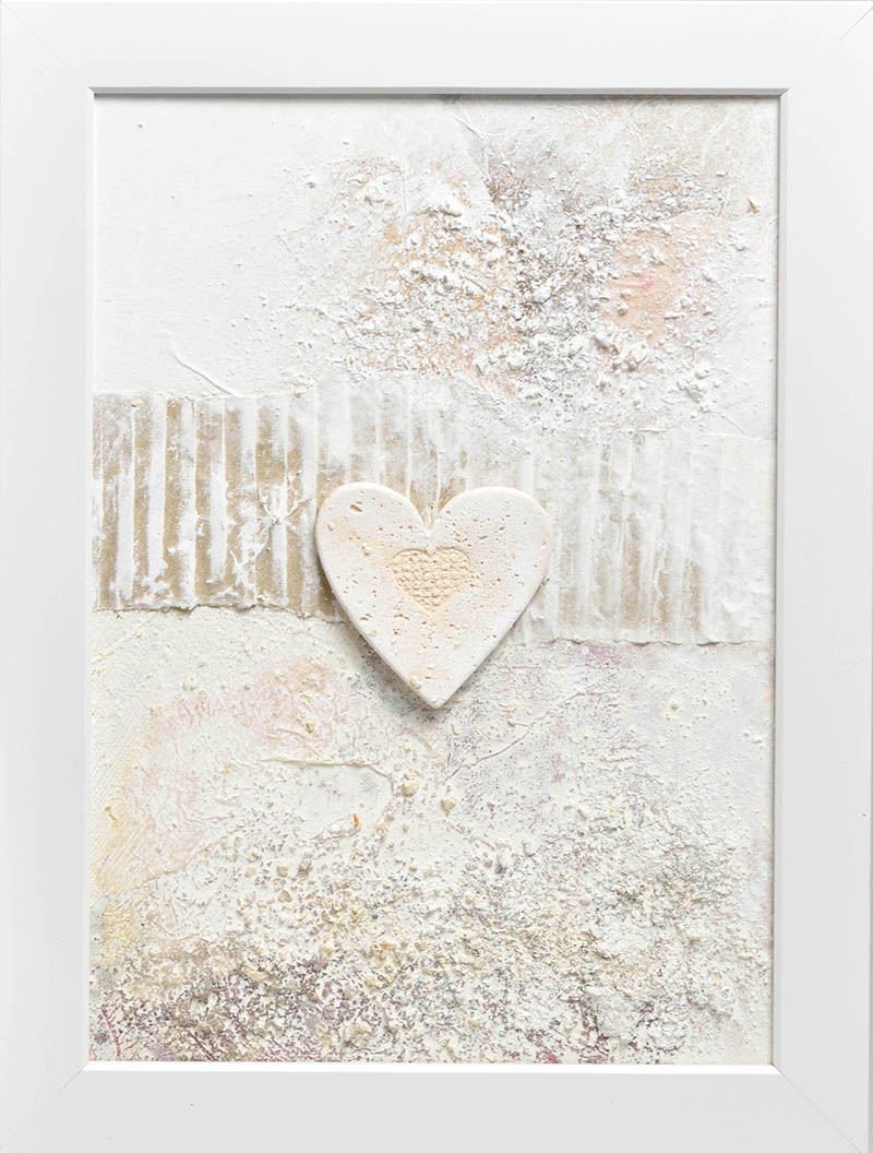 Keramické srdíčko v dřevěném rámečku