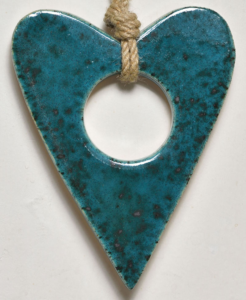 Keramické závěsné srdce tyrkysové
