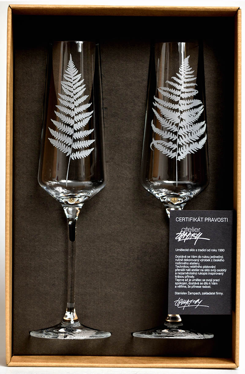 Sklenice na šampaňské duo " Kapradí " - 280ml