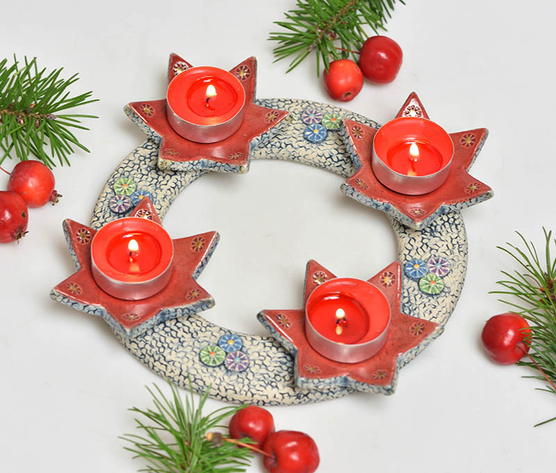 Keramický adventní svícen