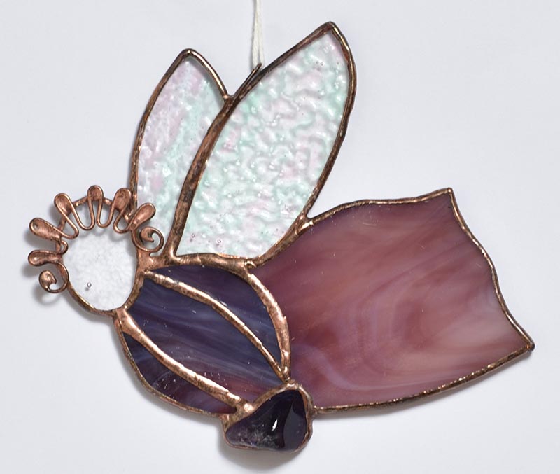 Vitrážový anděl s polodrahokamem velký