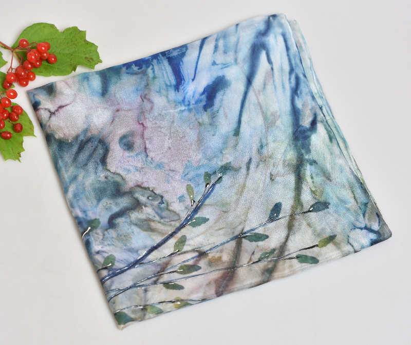 Hedvábná šála 45 x 180 cm - modrá