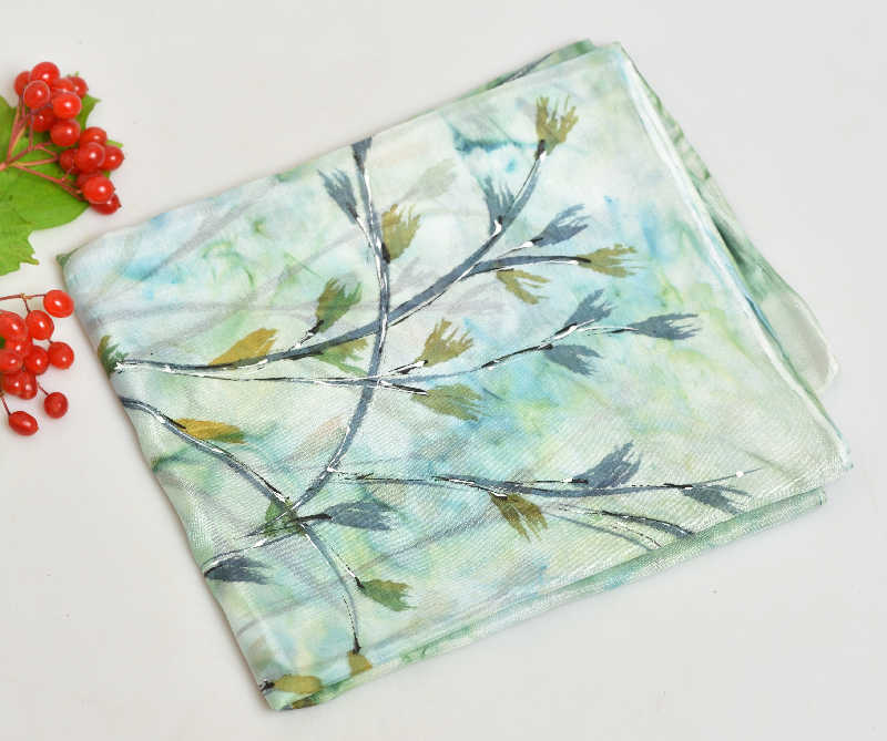 Hedvábná šála 35 x 130 cm - sv.zelená