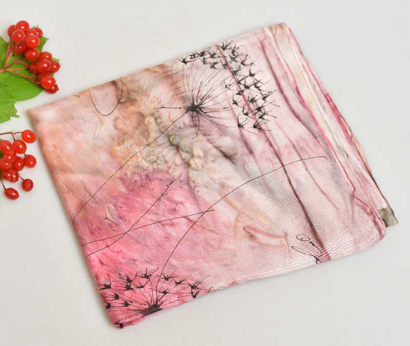 Hedvábná šála 35 x 130 cm - pampeliška