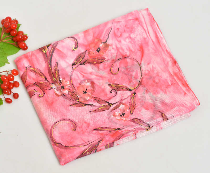 Hedvábná šála 35 x 130 cm - růžová