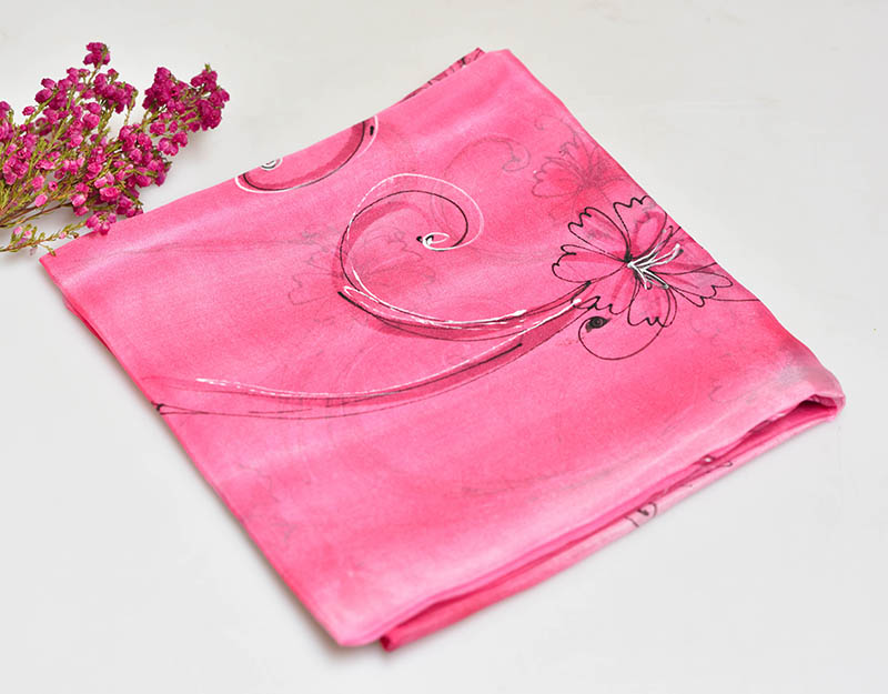 Hedvábný šátek 55 x 55 cm - růžový