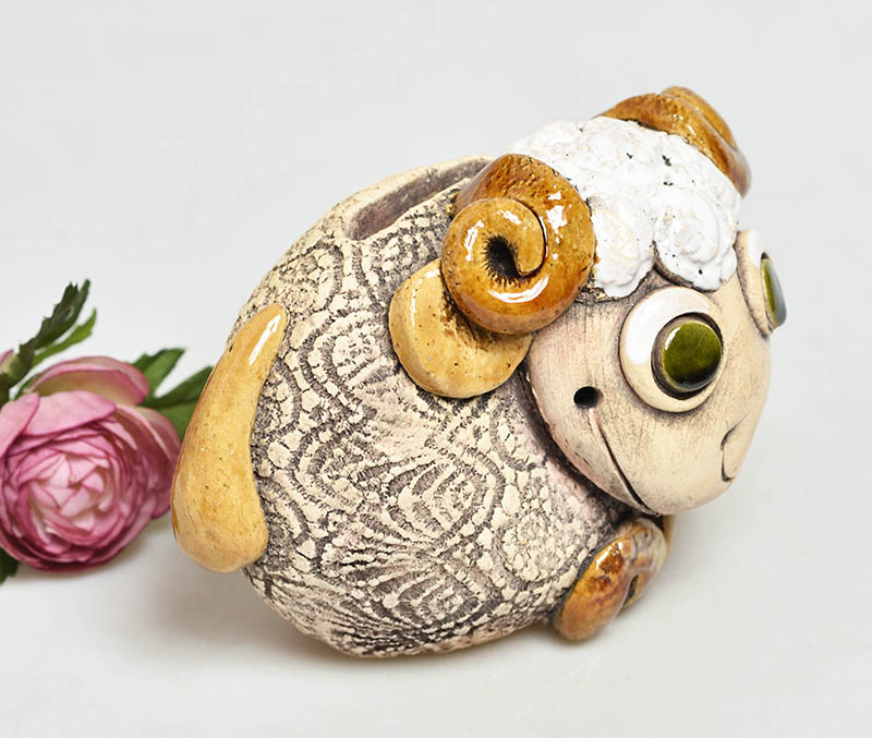 Keramická pokladnička na otevření -  beránek