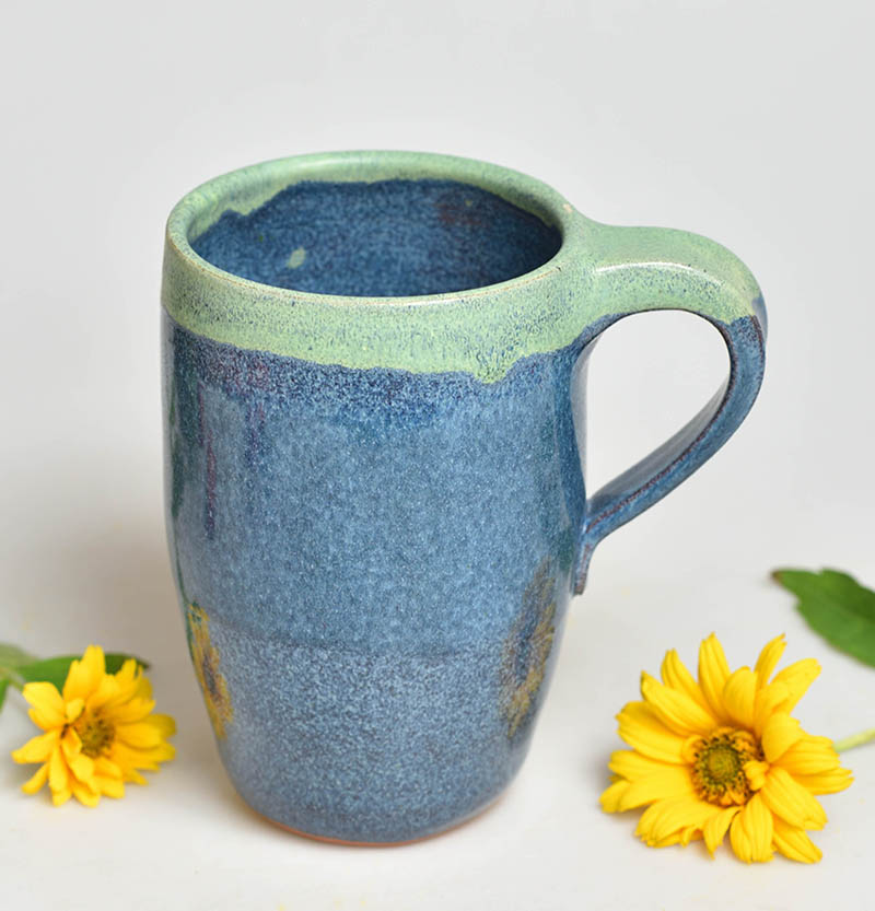 Keramický hrnek vysoký modrozelený - 4dcl